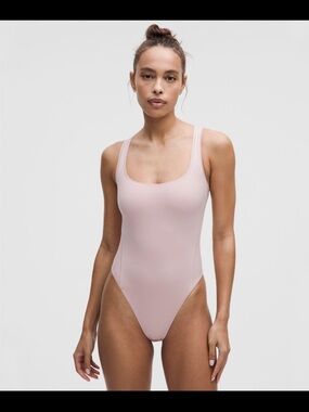 Lululemon Wundermost Square Neck Bodysuit Pink Haze M NWT